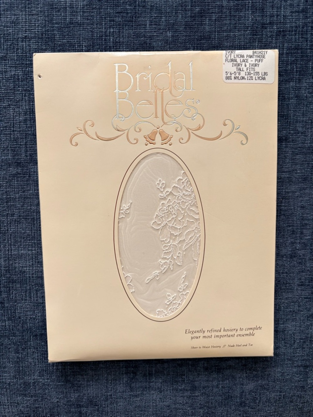 VTG NWT 80’s Bridal Belles Ivory Embroidered Tights Size Tall - Picture 3 of 15